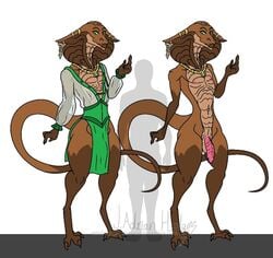 2018 accessory amulet anthro balls biped brown_body brown_scales claws clothed clothing cobra colored digital_drawing_(artwork) digital_media_(artwork) ear_piercing ear_ring flaccid flat_colors furgonomics furry-specific_piercing genitals girly green_eyes headgear invalid_tag jewelry long_tail male model_sheet multicolored_body multicolored_scales multiple_images necklace nipples nude off/on penis piercing reptile scales scalie signature simple_background skinny skinny_male skinny_tail smile snake snake_hood solo standing topwear translucent translucent_clothing two_tone_body watermark wittless-pilgrim