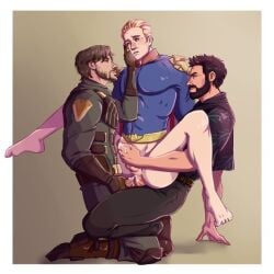 3boys anal anal_sex anthony_starr ass ass_grab bara big_ass billy_butcher black_hair blonde_hair blonde_hair_male blood boy_rape brown_hair clothed cum cum_drip cum_in_ass cum_inside dominant dominant_male double_anal double_penetration erection father_and_son forced fuck_and_suck fucked_from_behind gay gay_orgy gay_sex homelander incest jensen_ackles karl_urban male male/male male_focus male_only male_penetrating muscular muscular_ass muscular_male penetration penis rape soldier_boy the_boys threesome villain yaoi