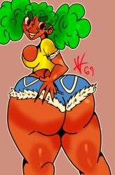 big_ass big_breasts grabbing green_hair original_character red_eyes thick_thighs vontesofine69