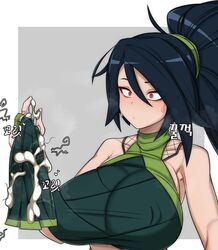 akali big_breasts cum cum_on_clothes league_of_legends riot_games soaked_clothes