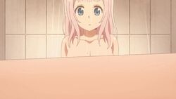 1girls accurate_art_style animated fanservice fujiwara_chika kaguya-sama_wa_kokurasetai_~tensai-tachi_no_renai_zunousen~ pink_hair pink_nipples shower