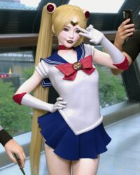 1boy 3d bishoujo_senshi_sailor_moon blue_eyes clothing cosplay crossdressing femboy girly gloves lipstick makeup male male_only pippoad posing red_lips red_lipstick sailor_moon_(cosplay) sailor_suit short_skirt skirt smile solo solo_male trap twintails