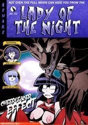 1boy 1girls amelia_the_lazy_ghost big_breasts breasts comic dankodeadzone goth nina_cleroux original original_character purple_hair text werewolf