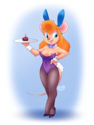 anthro bow_tie breasts bunny_costume candle chip_'n_dale_rescue_rangers clothing costume disney exposed_breasts fake_ears fake_rabbit_ears female footwear gadget_hackwrench hand_on_hip heart hi_res high_heels looking_at_viewer mammal minxydoodle mouse murid murine nipples rodent shoes solo