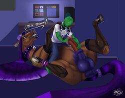 1boy 1futa age_difference anthro ares165 big_balls feral feral_on_male futa_on_male futanari goth gothic horse horseballs horsecock implied_futanari incest male medial_ring milf mommy_kink mother parent parent_and_child purple_anus purple_balls purple_hair purple_lipstick son stroking stroking_cock stroking_penis zoophilia