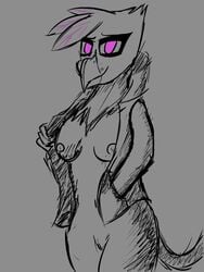 3:4 anthro avian breasts clothing female friendship_is_magic furry genitals gilda_(mlp) gryphon hasbro jacket my_little_pony mythological_avian mythology pussy sketch solo solo_focus somber_(artist) topwear