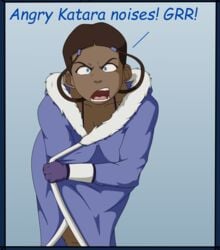 1girls angry avatar_legends avatar_the_last_airbender clothing english_text female katara sock_vivian solo straight_hair