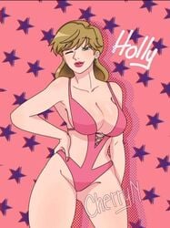 1girls bikini blonde_hair breasts cherryn female holly_kujo housewife human jojo's_bizarre_adventure large_breasts light-skinned_female light_skin long_hair married_woman mature milf mother shounen_jump solo stardust_crusaders tagme