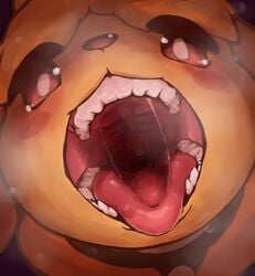 anakitsune animal_crossing anthro dog furry imminent_vore isabelle_(animal_crossing) mawshot mouth_shot nintendo open_mouth pov teeth tongue vore