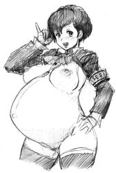 1girls atlus big_belly female_protagonist_(persona_3) hand_on_hip kotone_shiomi mostly_nude nipples partially_clothed persona persona_3 persona_3_portable pregnant shin_megami_tensei solo tenseiani