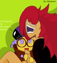 alchemist_cookie anthro blowjob cookie_run dialogue green_background incest metateen vampire_cookie