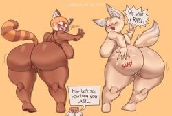 1boy 2girls absurd_res aggressive_retsuko ailurid anthro ass ass_slap big_ass big_breasts blush breasts brown_body brown_skin canid canine clothed clothing completely_nude completely_nude_female dialogue director_ton duo_focus english_text eyebrows eyelashes female fennec fenneko fluffy_ears fluffy_tail fox fox_ears fox_tail full_body fur furry genitals group hi_res huge_ass imminent_sex kryadrawgin large_breasts looking_back male mammal naked naked_female nipples nude nude_female panda_ears panda_tail pig pink_nipples presenting presenting_hindquarters presenting_pussy pussy red_panda red_panda_ears red_panda_tail retsuko sanrio slap slapping_ass slapping_own_ass slapping_self smacking_ass smacking_own_ass smooth_fur tail text text_box thick thick_ass thick_legs thick_thighs thighs trio wide_hips