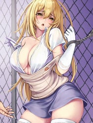 1girls 2020s 2021 big_breasts blush bondage bound bra_visible_through_clothes cleavage female handcuffs imminent_rape inner_sideboob monikano off_shoulder open_mouth open_shirt outdoors partially_clothed pussy_juice pussy_juice_drip pussy_juice_on_hand rape school_uniform schoolgirl shokuhou_misaki skirt solo sweat teenage_girl teenager thighhighs to_aru_kagaku_no_railgun to_aru_majutsu_no_index tokiwadai_school_uniform young