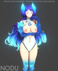 1girls animated big_breasts blue_hair brighid_(xenoblade) cleavage closed_eyes female_only flame nodusfm qipao video xenoblade_(series) xenoblade_chronicles_2