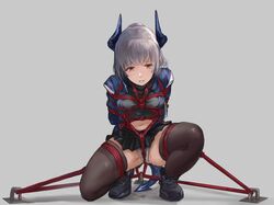 arknights bondage liskarm_(arknights) pantsu pussy_juice sawkm tail thighhighs