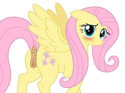 anatomically_correct anus blush cute_face equid equine female feral fluttershy_(mlp) friendship_is_magic genitals hasbro hi_res horse looking_at_viewer mammal my_little_pony pony pussy raised_tail skateryena solo wings