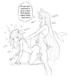 1futa 1girls all_fours bent_over bikini_top cheating cucked_by_futa cuckold english_text female flat_chest from_behind futa/female futa_on_female futanari gawr_gura hololive hololive_english implied_futa implied_penetration intersex makinakid netorare ninomae_ina'nis ntr sex text virtual_youtuber