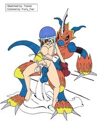 cum cum_everywhere cum_in_pussy digimon female flamedramon furry_fan sora_takenouchi straight trainer trainer_(artist) vaginal_penetration