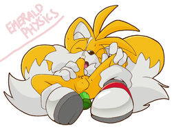 anthro balls canine dildo emerald_physics fox fur insertion lying male male_only mammal masturbation on_back penis solo sonic_(series) tagme tails