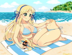 beach bikini female foggysilver katsuragi_(senran_kagura) light-skinned_female light_skin pale-skinned_female pale_skin senran_kagura tagme