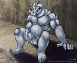 2009 anthro cum male male_only muscular_male nude penis rhino rocksteady sitting solo tagme teenage_mutant_ninja_turtles