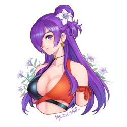 1girls alternate_costume artist_name bikini black_bikini breasts cleavage earrings female female_only fire_emblem fire_emblem:_three_houses fire_emblem_warriors:_three_hopes flower hair_bun hair_flower hair_ornament hair_over_one_eye jewelry lips long_hair meziosaur nintendo orange_bikini purple_eyes purple_hair shez_(female)_(fire_emblem) shez_(fire_emblem) single_hair_bun smile solo swimsuit two-tone_bikini