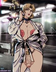 1futa 2020 adoggoart areolae balls big_breasts blonde_hair breasts clothed clothing collar cum foreskin futa_only futa_pubic_hair futanari gainax human labcoat large_areolae large_breasts large_penis light-skinned_futanari light_skin looking_at_viewer neon_genesis_evangelion nipples open_clothes penis precum precum_drip pubic_hair ritsuko_akagi robe scientist short_hair solo sweat uncut veiny_penis