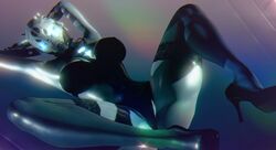 3d 3d_(artwork) arms_behind_head bra breasts bungie destiny_(game) destiny_2 elsie_bray exo exo_stranger female_only glowing_eyes high_heels laying_on_back legs legs_up looking_at_viewer panties robot robot_girl sonicfreak stockings thick_thighs thigh_highs thighs