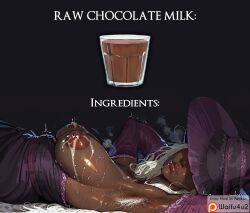 ai_generated armpit_hair black_background dark-skinned_female dark_skin ebony elden_ring elden_ring_nightreign female fromsoftware got_milk? lactating meme milk nipples no_bra patreon_logo recluse_(nightreign) uncensored waifu4u2 watermark white_hair witch_hat