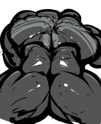 1boy ass back_view bara glutes huge_muscles looking_at_viewer male_only marvel monochrome muscular muscular_arms muscular_back muscular_butt muscular_male muscular_neck nude ripped-saurian sketch skinsuit smooth_skin solo spider-man_(series) symbiote triceps venom venom_(marvel)