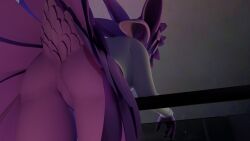 16:9 3d_(artwork) 4_ears ana_york anal anthro ass avali avian bird blender_(artwork) blender_cycles bottomless butt_focus cigarette claws clothed clothing digital_media_(artwork) feathers female genitals hi_res kitavali kwoyak multi_ear partially_clothed pussy shirt small_butt solo topwear underfluffies vulva widescreen