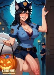 1futa abs ahri ai_generated balls big_balls big_breasts big_penis big_testicles black_hair blush breasts cleavage costume covered_abs flaccid flaccid_penis fox_ears fox_tail fox_tails foxgirl futa_only futanari gold_eyes halloween halloween_costume halloween_decoration halloween_theme huge_balls huge_breasts huge_cock huge_testicles intersex kadmyrel league_of_legends pants penis penis_out_of_pants police police_hat police_officer police_uniform policewoman presenting presenting_penis smile smiling smiling_at_viewer smirk smirking smirking_at_viewer solo solo_focus testicles thighs zipper zipper_down