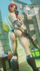 3d ass athletic_female back_muscles back_view elverdulero98 female fit_female fortnite gstring summer_fable tactical_gear tactical_nudity thong