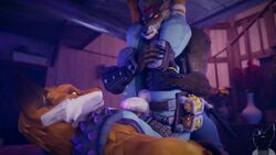 animated anthro balls big_penis canine dire_(fortnite) fennix_(fortnite) fortnite fox furry gay holding holding_legs humanoid_penis male male/male male_only missionary missionary_position monster penis sex source_filmmaker tagme twitchyanimation video werewolf wolf