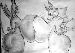 2girls 5_fingers absurd_res anthro aunt bbw bds_charmeleon big_breasts breast_to_breast breasts busty butt canid canine canis charizard curves curvy_figure digital_media_(artwork) dragon duo female fingers fur hi_res huge_breasts hyper hyper_breasts looking_at_viewer mammal milf monochrome nintendo playful pokémon_(species) pokemon pokemon_(species) sketch soft squish teasing thick_thighs video_games voluptuous wolf