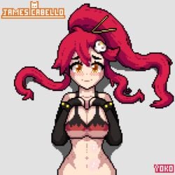 2d 2d_animation abs animated big_breasts blush bouncing_breasts breasts gif gloves grey_background implied_sex james_cabello large_breasts lying pixel_animation pixel_art ponytail red_hair skull_hair_ornament swimsuit tengen_toppa_gurren_lagann wide_hips yellow_eyes yoko_littner