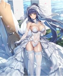 big_breasts bride evertale green_eyes ludmilla_(evertale) purple_hair