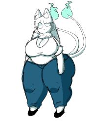 anthro ass casual cleavage confused curvy jeans looking_at_viewer mediri_(mochikirb) mochikirb thick_ass thick_thighs thighs voluptuous