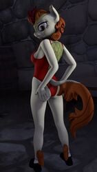 1girls 3d 3d_(artwork) anthro asian_mythology ass autumn_blaze_(mlp) back_view breasts chinese_mythology east_asian_mythology equid equine female female_focus female_only friendship_is_magic genitals hand_on_ass hasbro horn horse kirin knjsufw leotard looking_back mammal mane my_little_pony mythology one-piece_swimsuit pony pose posing rear_view red_swimsuit red_swimwear shoes sideboob smile socks solo solo_focus source_filmmaker sportswear standing tail thighs tuft widescreen