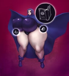 absurd_res cameltoe dc dc_comics gigantic_ass gigantic_breasts hi_res huge_ass huge_thighs lips magic nipple_bulge norodoggo puffy_nipples purple_eyes purple_hair rachel_roth raven_(dc) smooth_skin tagme teen_titans tight_clothing