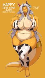 1girls aisyah_zaskia_harnny big_ass big_breasts cow_bikini cow_print dragon female harnny horns solo tail