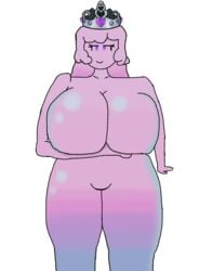 1girls 2021 anthro arm_under_breasts big_breasts breasts crown female gradient gradient_body headgear large_breasts pink_body pink_hair queen_slime slime slime_girl solo terraria terraria_(workshop) thick_thighs transparent_background transparent_png