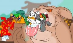 anthro blizzard_entertainment clothing duo female giant_panda lagomorph leporid male male/female mammal oral pandaren rabbit soft_vore tongue_ride undressing ursid video_games virmen vore warcraft world_of_warcraft xanaduxxx