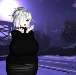 big_breasts black_lipstick clothed female_only huge_breasts human_only large_breasts lwd_cartoonz massive_breasts original_character pencil_skirt red_eyes second_life skirt sweater thick_hips tight_clothing turtleneck turtleneck_sweater unknown_(lwd_cartoonz) white_hair