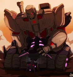 breath cum_inside hand_on_chest megatron one_eye_closed outside stomach_bulge tarn_(transformers) teacher_and_student transformers transformers_idw valve_penetration yaoi