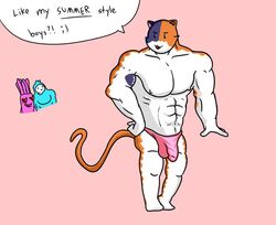 abs anemone anthro bad_anatomy blush bulge domestic_cat english_text epic_games feline fortnite fortnite:_battle_royale gay goo_creature jellie_(fortnite) male male_focus male_only marine meowscles_(fortnite) muscles muscular nipples pecs rippley shirtless speedo swimsuit tagme toaster_boy topless video_games