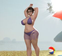 1girls 3d bbw beach big_ass blizzard_entertainment chubby glasses hands_behind_head huge_breasts looking_at_viewer mei_(overwatch) mry overwatch