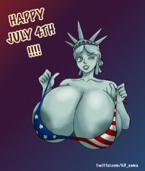 1girls 4th_of_july 5_fingers american_flag areolae bare_shoulders big_breasts breasts breasts_bigger_than_head clothed clothes clothing female female_only h3_sama huge_breasts human human_only humanoid hyper hyper_breasts large_breasts liberty_lady massive_breasts public_domain solo solo_female statue statue_of_liberty top_heavy