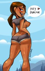 ass_cheeks courtney_(tdi) dark-skinned_female dark_skin littlewitchnsfw sweat tagme total_drama_island