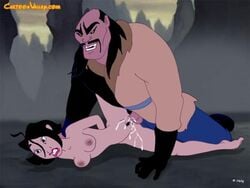 1boy 1girls asian bald bald_man barefoot black_hair breasts cartoonvalley.com chinese chinese_female clenched_teeth clothed_male_nude_female completely_naked completely_naked_female completely_nude completely_nude_female conquered cum cum_in_pussy cum_inside defeat defeated defeated_heroine disney disney_princess disney_villains evil_smile fa_mulan feet helg mulan naked naked_female nipples nude nude_female nudist outdoors penis rape shan_yu the_huns